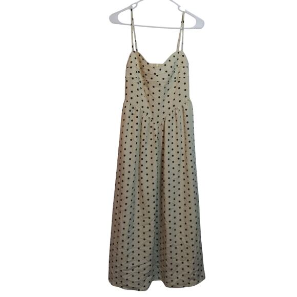 Dazy Dresses & Skirts - Dazy Cream Polka Dot Spaghetti Strap Corset Midi Dress Classic Chic Size XS